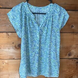 Rails Multicolor Floral Button-Up Blouse Linen Blend XS/P Button Up